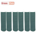 1-10Pairs Winter Solid Color Mid Calf Ribbed Snow Socks Japanese Stackable Warm Thick Fleece Lined Thermal Floor Socks for Home Vue Green-3Pairs One Size