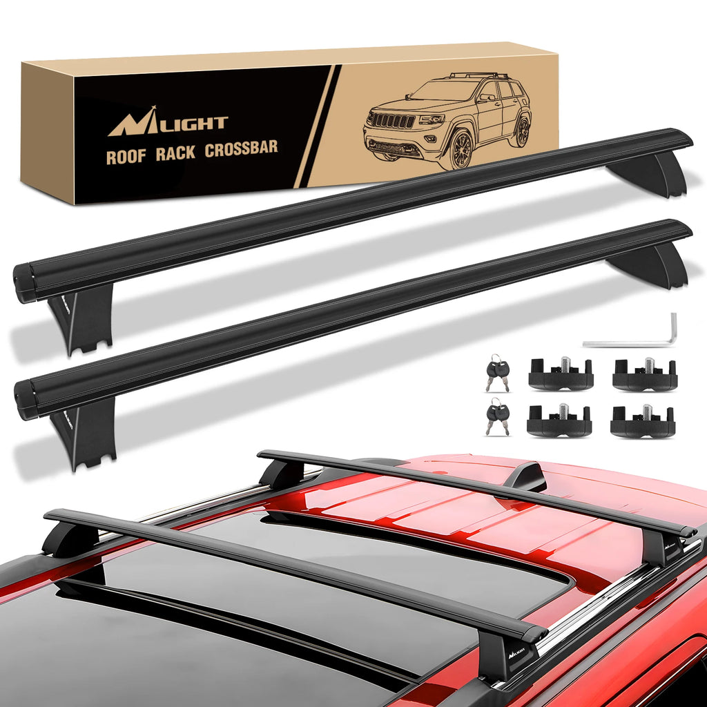 Nilight Roof Rack Cross Bars Fit for Jeep Grand Cherokee 2011 12 13 14 15 16 17 18 19 20 2021 with Grooved Side Rails, Aluminum Crossbars with Anti-Theft Lock for Cargo Carrier Kayak Tent Snowboard Vue