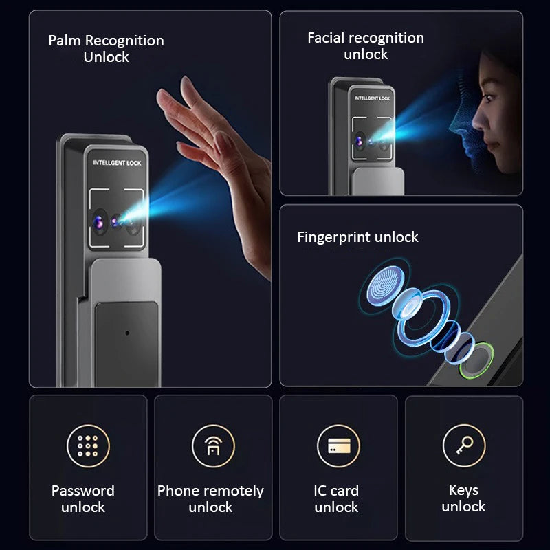 Waterproof 3D Face Recognition smart Door Lock TTlock WiFi Unlock Digital Smart Lock Fingerprint Key Card Nfc Phone Unlock Lock Vue