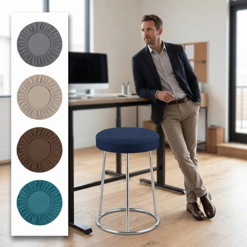 Protector Washable Thick-fiber chair cover Fitted Elastic Round Stool Cover Removable Easy Clean Universal Stool Cover Home Use Vue