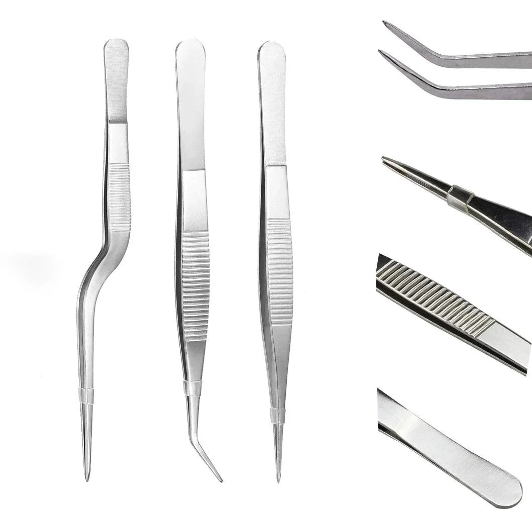 Tweezers Precision Kitchen 1pcs Cooking Plating Tweezer Stainless Steel Curved Tongs for Baking Decorating Beauty Vue