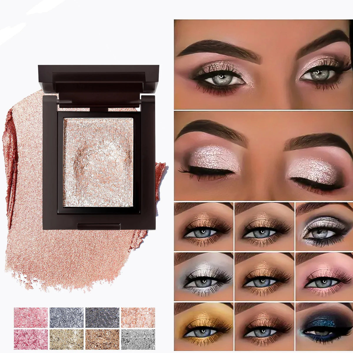 Monochrome Highlights Eye Shadow Mud Mashed Potato Bright Shimmer Crystal Smoky Black Pearl Light Glitter Eyeshadow Palette Vue