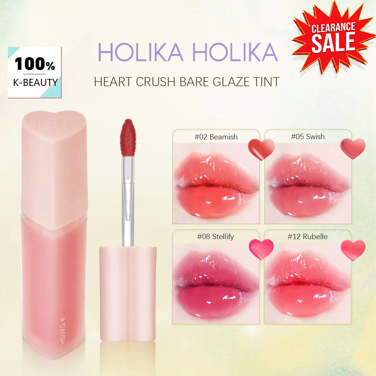 [ClearanceSale] HOLIKA Heart Crush Bare Glaze Tint UPGRATED,Anti-Oil Long-Wearing Texture, Korean Cosmetic Makeup Vue