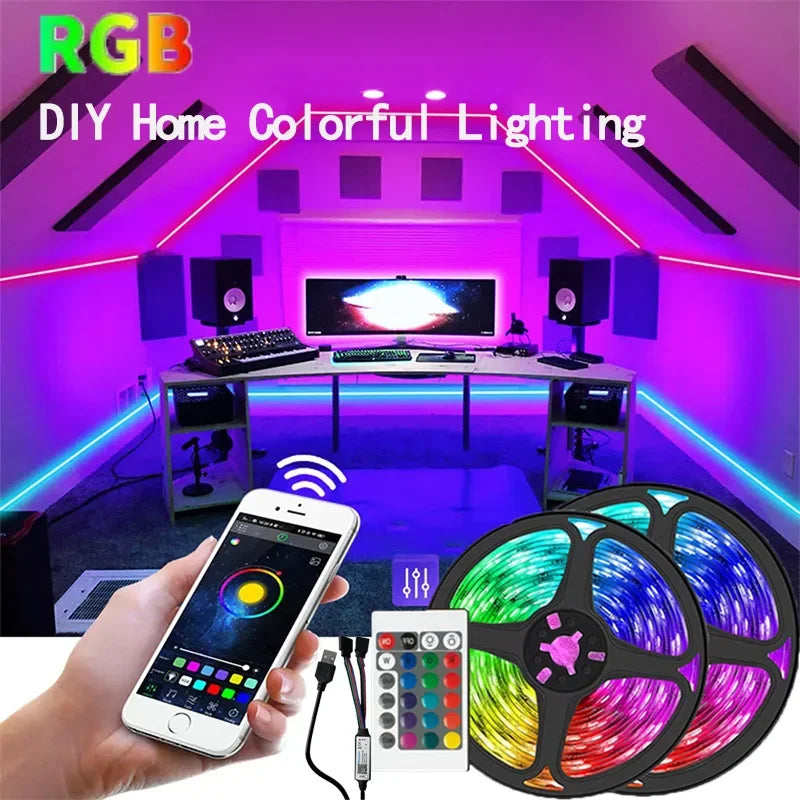 1M-30M RGB LED Strip Light Bluetooth APP Control Color Changing Light Flexible LED Lamp Tape For TV BackLight Room Decoration Vue