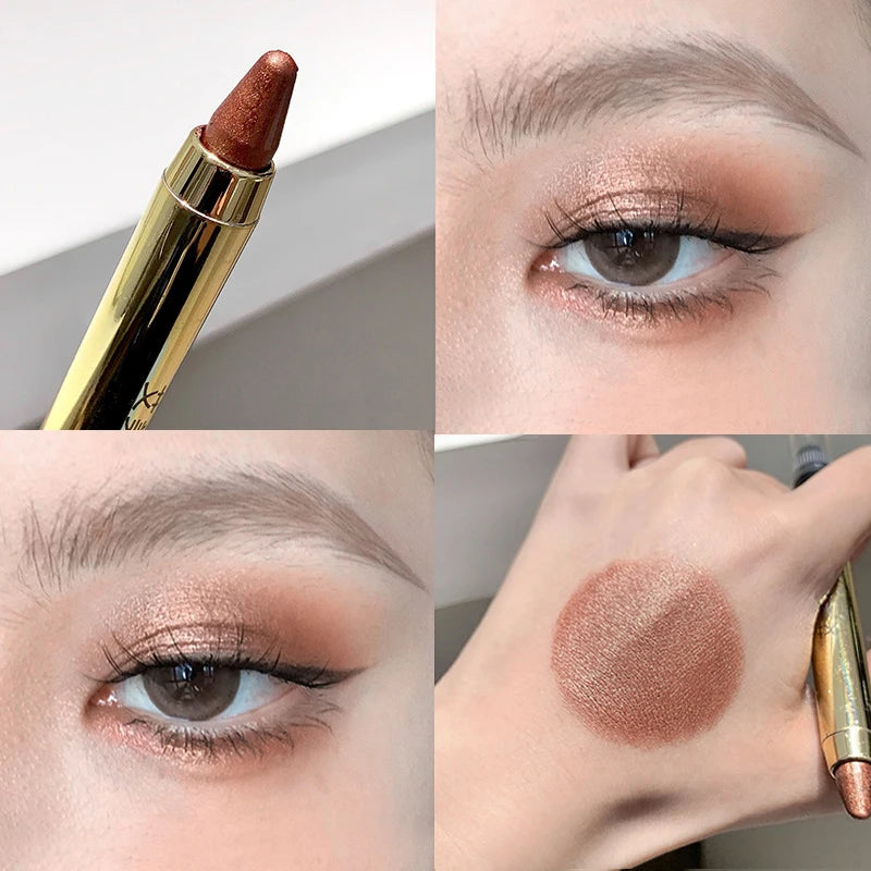 Metallic Glitter Eyeshadow Stick Matte Red Waterproof Shimmer Lying Silkworm Long Lasting High Gloss Pearlescent Eyeshadow Pen Vue A-06