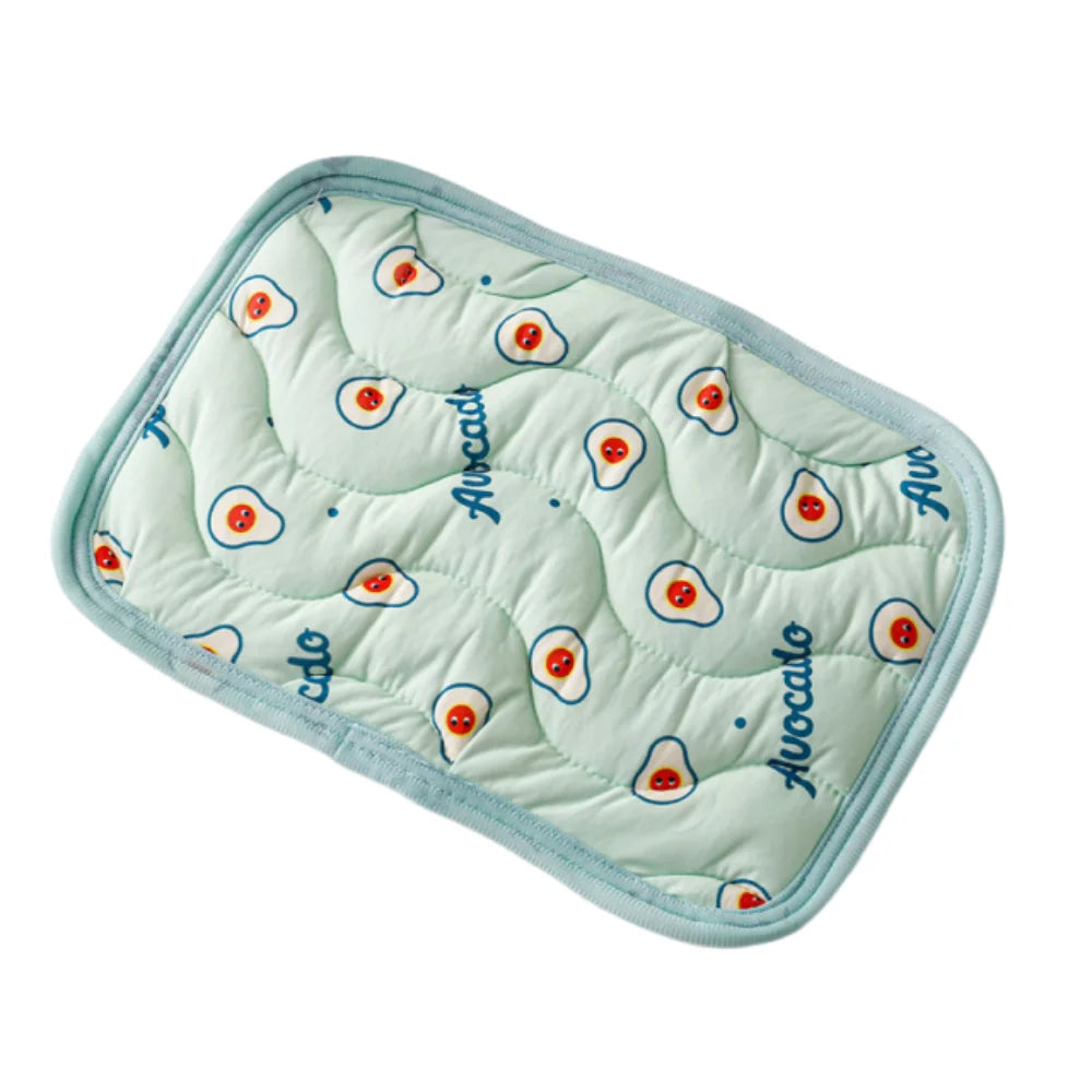 Soft Mini Pet Ice Mat Cartoon Breathable Hamster Cooling Mat Heat Dissipation Durable Small Pet Cooling Pad Small Pet Vue Green avocado 31x21cm