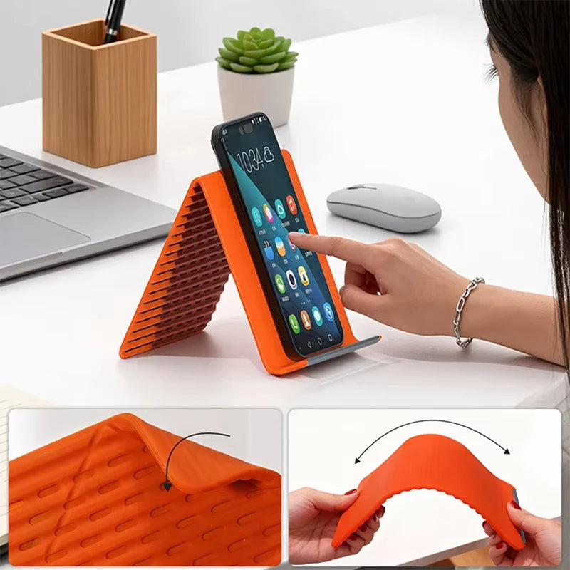 Portable Foldable Silicone Phone Holder Bendable Freely into Any Shape Multi-Angle Adjustable Stand for Mobile Phone Vue