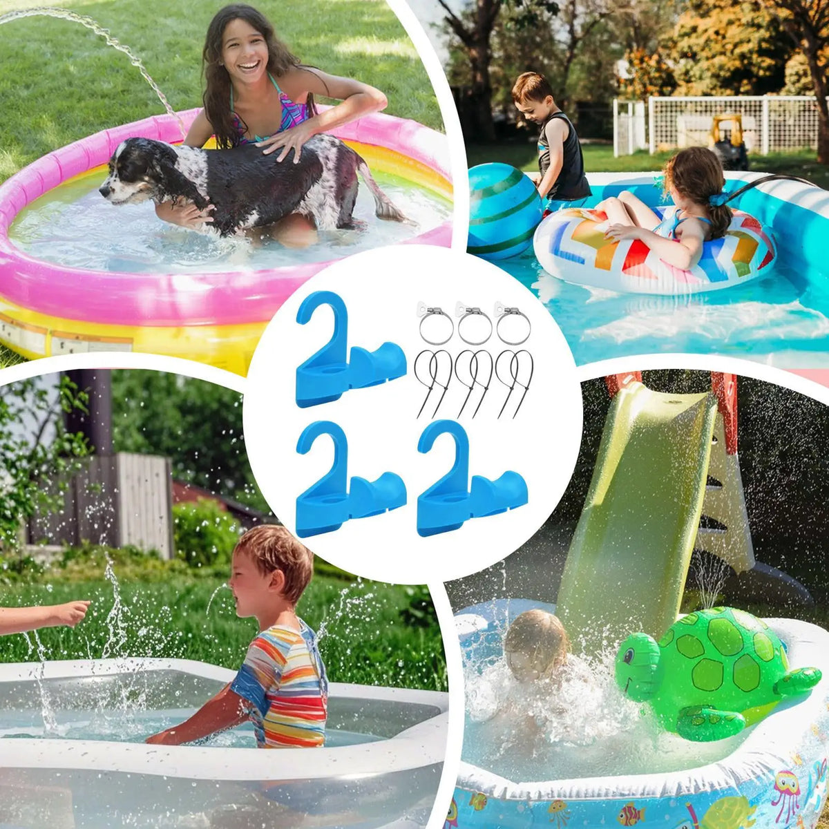 3PCS Anti-Slip Pool Hose Bracket, Leak-Proof Pipe Holder Clips, Heavy-Duty Tube Fastener for Garden Farm Beach Pool Outdoor Use Vue