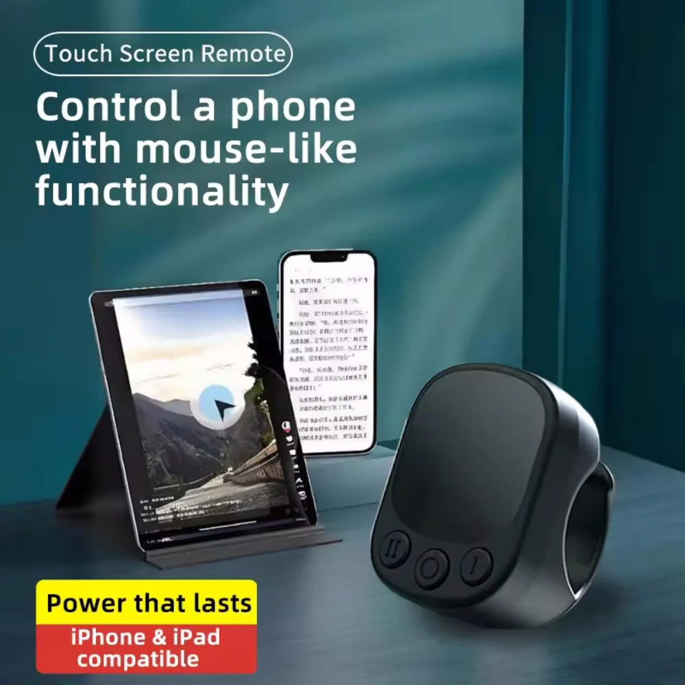 Mini Wireless Remote with Touchpad Scrolling Ring Bluetooth Page Turner for iPhone Android iPad Controller USB Rechargeable Vue