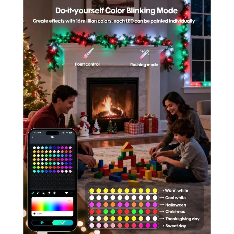 Smart RGB Fairy String Light Bluetooth APP Control Music Sync Dynamic Twinkle LED Garland Light for Room Wedding Birthday Decor Vue
