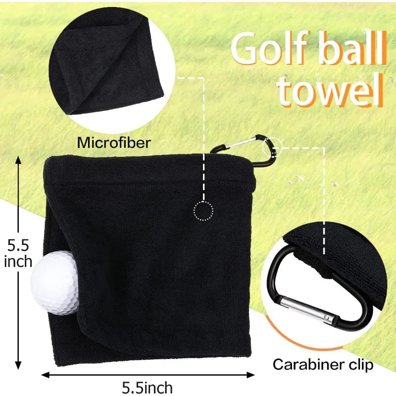 2 Pcs Golf Ball Cleaning Towel,with Snap Hook, 5Inch Microfiber Amphibian Wet and Dry, for Bags Course Exercise Gym Men Women Vue