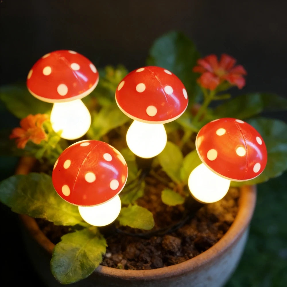 5M10LED/8M20LED Solar Powered Mushroom Stake String Lights Waterproof LED Garden Pathway Lights for Outdoor Patio Yard Decor Vue
