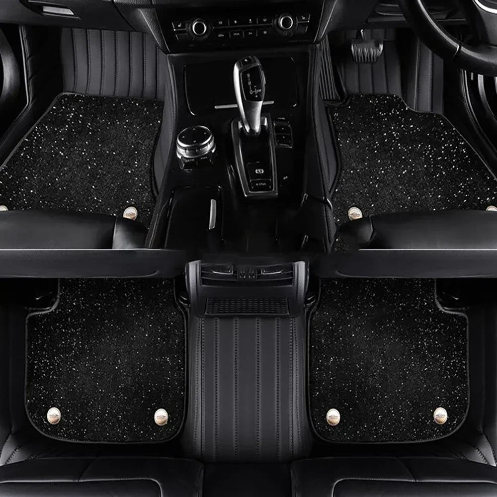 DS4 Custom 5D PU Leather Car Floor Mats – All-Weather 2-Row Custom Car Floor Mats Vue 2011-2015 DS4 C-black