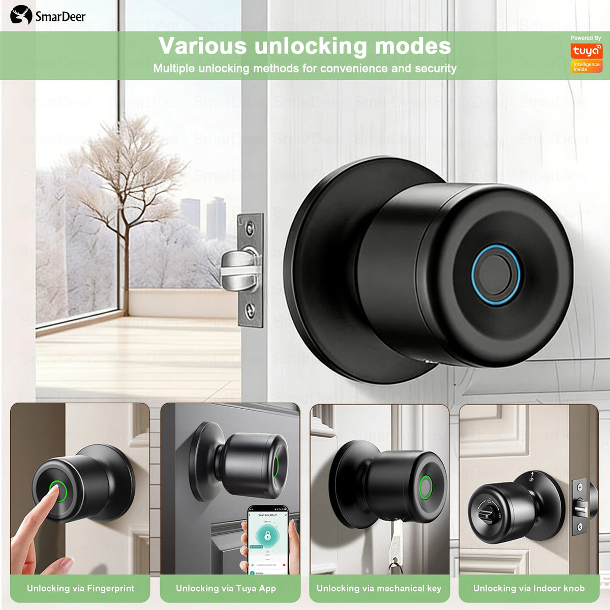 Tuya Smart Door Lock, Fingerprint Door Lock Keyless Entry, Smart Lock with Fingerprint & Tuya App Control for Home Vue