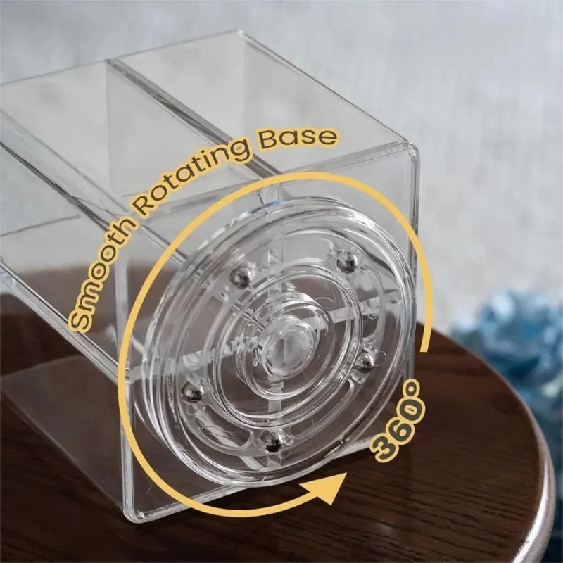 360° Rotating Makeup Brush Storage Box Portable Makeup Brush Organizer Case with Multiple Compartments Desk Comestic Tools Box Vue