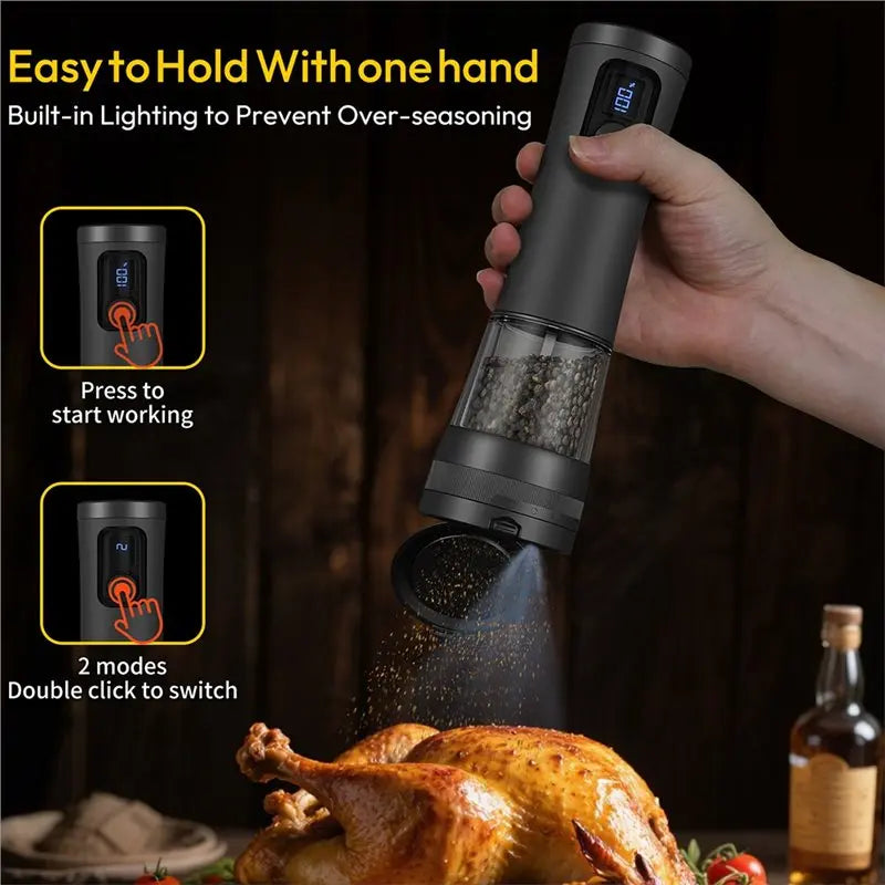 ABKW-Salt And Pepper Grinder Set Rechargeable Salt Grinder Automatic Pepper Grinder With Base Vue Default Title