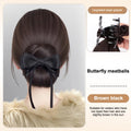 Low Bun Wig Hair Clip-In Messy Bun Hairpiece Straight Hair Extension For Effortless Updo Synthetic Claw Messy Hair Bun For Women Vue Brown Black
