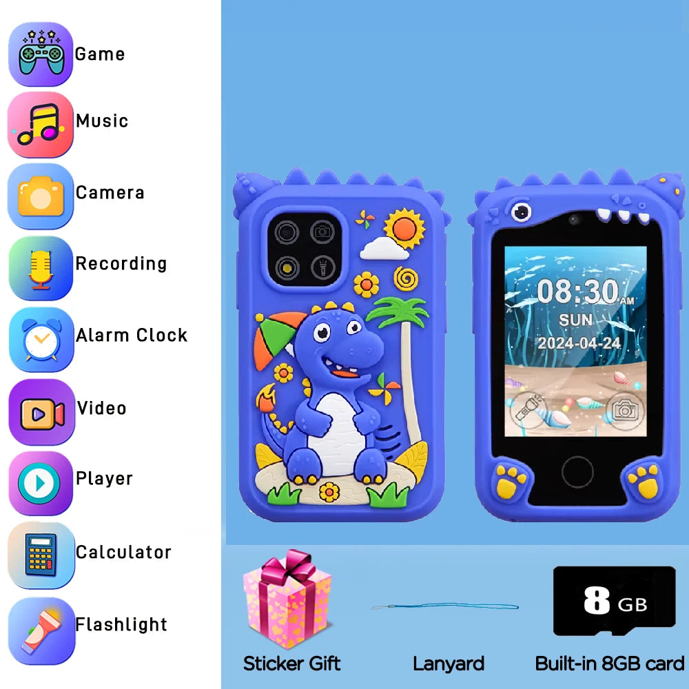 Children Muscial Smart Phone Kids Toys Cartoon Unicorn Touchscreen Mobile Girls Boys Educational Toys Birthday Christmas Gifts Vue blue