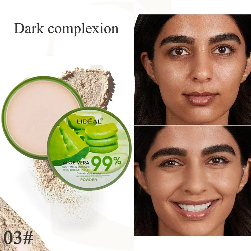 99% Aloe Vera Moisturizer Face Powder Smooth Foundation Pressed Powder Makeup Concealer Pores Cover Whitening Brighten Cosmetics Vue 03 Dark Skin