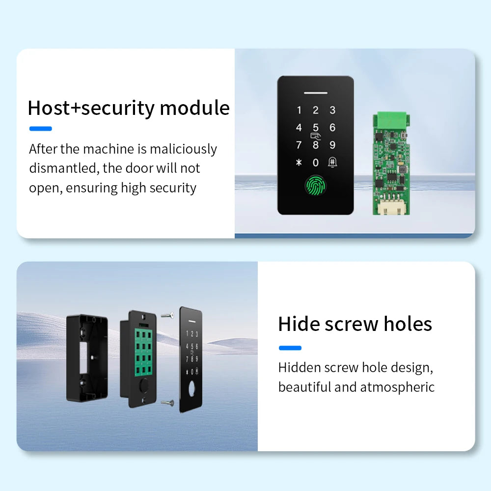 Embedded Access Control IP67 Waterproof Fingerprint Attendance System Kit TTLOCK APP IC NFC Card Reader Highly Secure System Set Vue