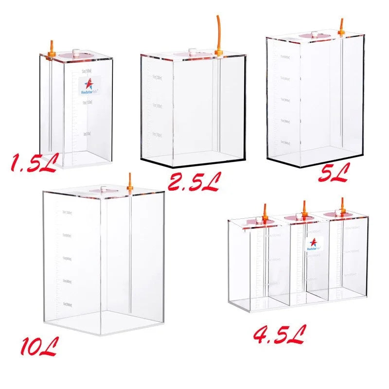 1.5L/2.5L/4.5L/5L/10L Red Starfish Acrylic Dosing Pump Scale Liquid Storage Bucket for Aquarium Tank Reservoir Container Vue