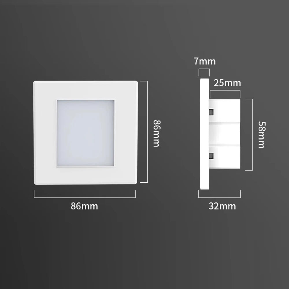SANDIY Motion Sensor Recessed LED Stair Wall Light 2W Recessed Wall Sconce Vue