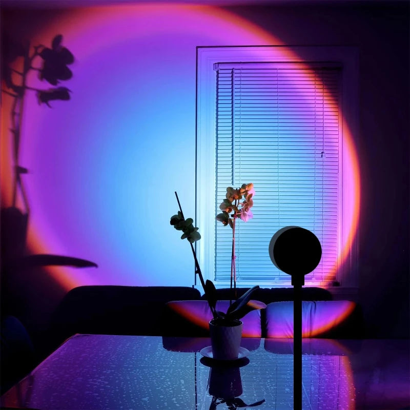 Rainbow Projection Lamp, USB Decorative Sunset Atmosphere Lamp, Multi-angle Rotatable, Suitable for Home Living Room and Bedroom Vue