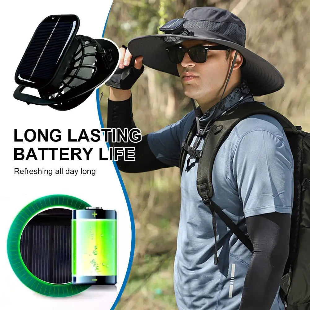 Cooling Breathable Waterproof Big Hat Wide Brim Sunshade Hat Block Ultraviolet Rays Fan Outdoor Fishing Solar Charging Fan Hat Vue