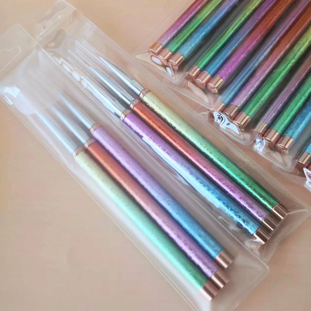 Professional Private Label 3 pcs Rainbow Color Nail Art Painting Brush Thin Liner Brush Vue