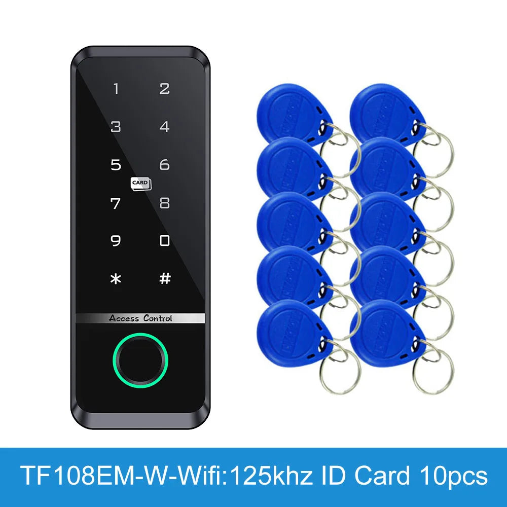 WiFi Fingerprint Access Control Reader Smart Door Lock RFID Card Gate Opener Waterproof 125Khz/13.56Mhz Support Tuya App Vue TF108-EM-wifi