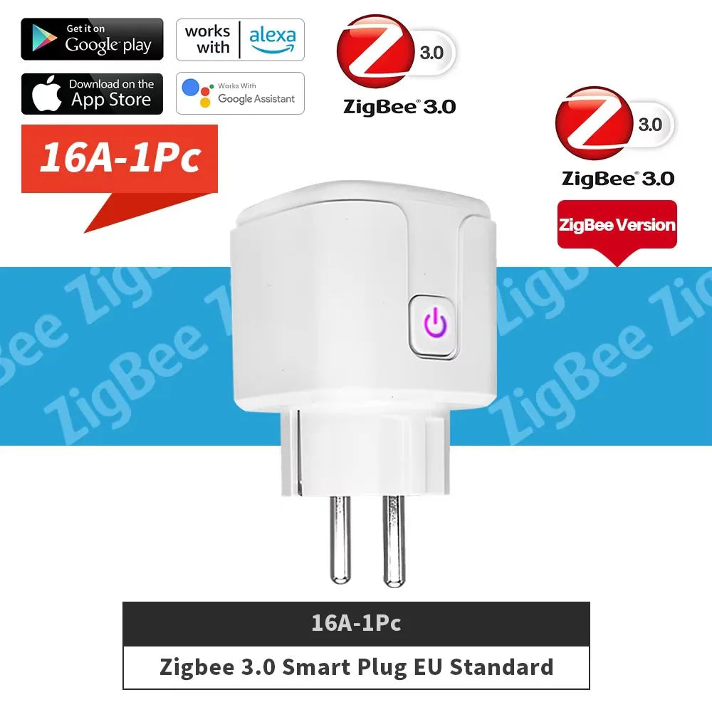 Smart Plug EU WiFi Zigbee Socket 16A/20A Power Monitor Smart Life APP Control Remote Timer Voice Control Alexa Google Home Vue 16A ZigBee 3.0