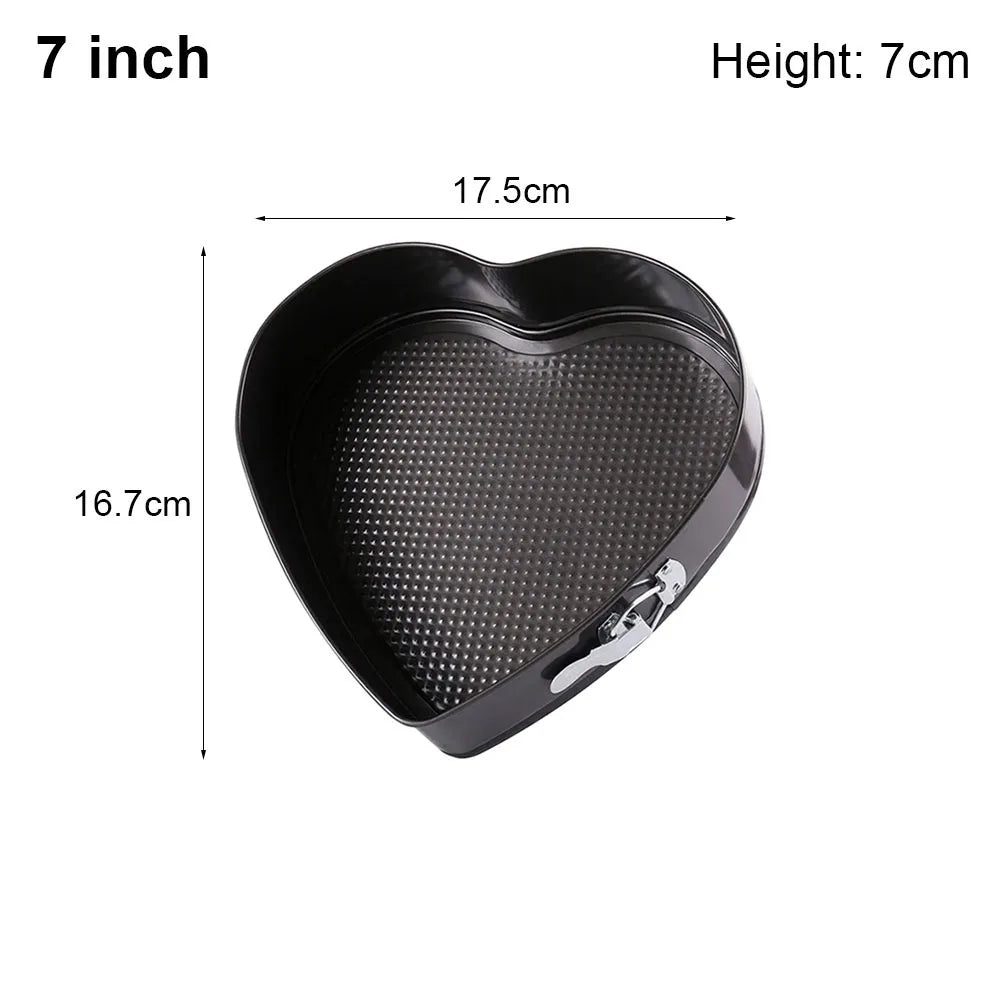 7- Heart Shape Springform Cake Pan Carbon Steel Non-stick Leakproof Vue 7 inch