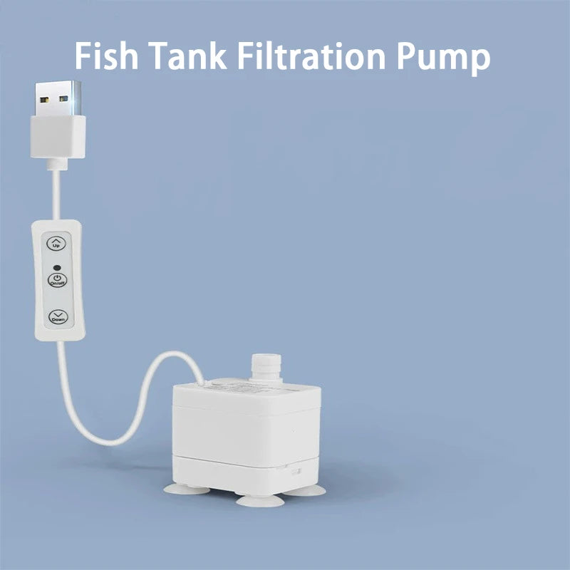 Aquarium Adjustable Silent USB Fish Tank Filtration Pump Pet Fountain Submersible Flow Water Circulation Pump Wired Controller Vue