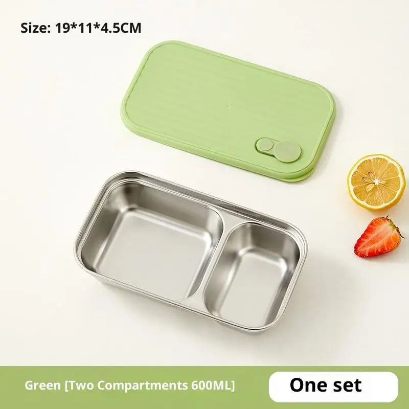 Portable 304 Stainless Steel Lunch Box Reusable Sealed Leak Proof Vue 600ML Green