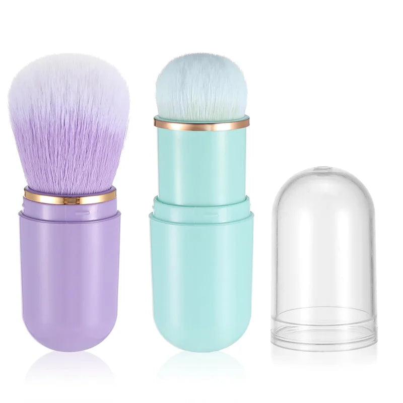 Retractable Kabuki Makeup Brushes Capsule-shaped Mini Makeup Brush Blush Powder Foundation Brush Natural Soft Hair Makeup Tool Vue
