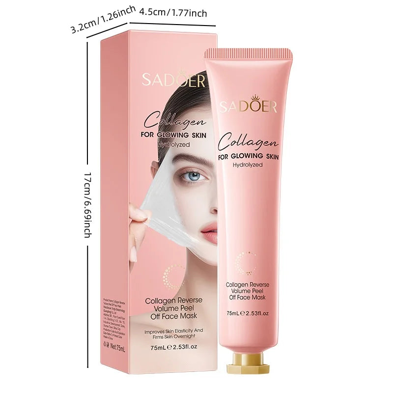 75ml Collagen Peel-Off Mask, Moisturizing and Easy-To-Apply, Multi-Effect Nourishment for the Skin, Tightens, Lifts, and Reduces Fine Lines, Improves Skin Elasticity, Makes Skin Elastic, Delicate, and Smooth. Vue