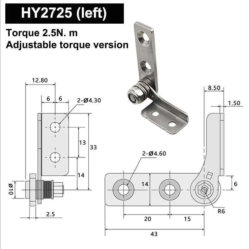 1Pc Adjustable Arbitrary Hinge Stop 304 Stainless Steel Damping Hinge Positioning Shaft for Frameless Use Vue A15