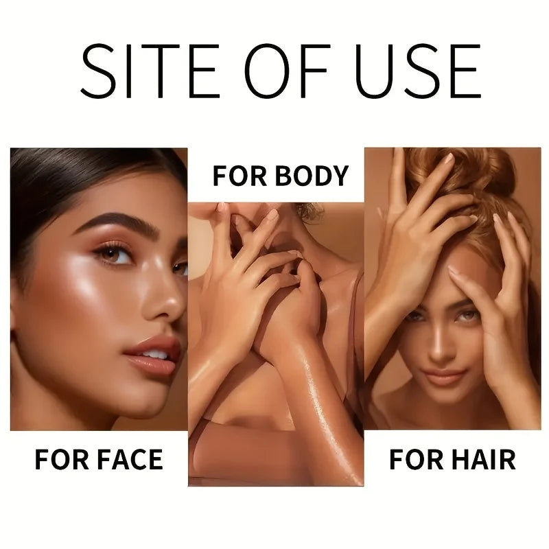 85ml, Golden Brown Body Glow Oil, Moisturizing and Hydrating, Gives Skin a Radiant and Charming Glow, Perfect for Holiday Celebrations and Party Events. Vue