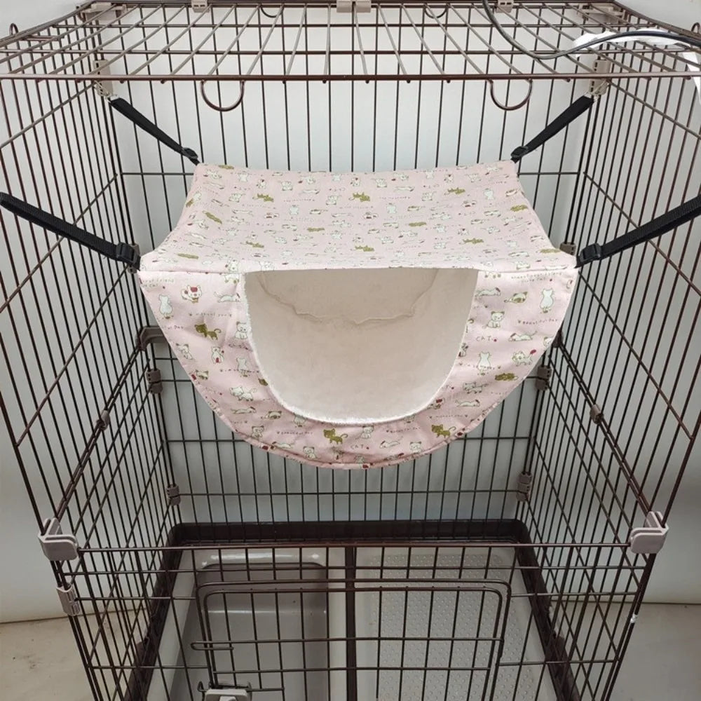 Breathable Cat Cage Hammock Sleeping House Adjustable Lanyard Kitten Swing Bed Thicken Cozy Cat Hanging Bed Cat Cage Accessories Vue Style 2