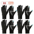 1-4Pairs Winter Gloves for Men Waterproof Windproof Touchscreen Thermal Fleece Lined Non Slip Palm for Cycling Driving Sports Vue Black Gray-4Pairs XL