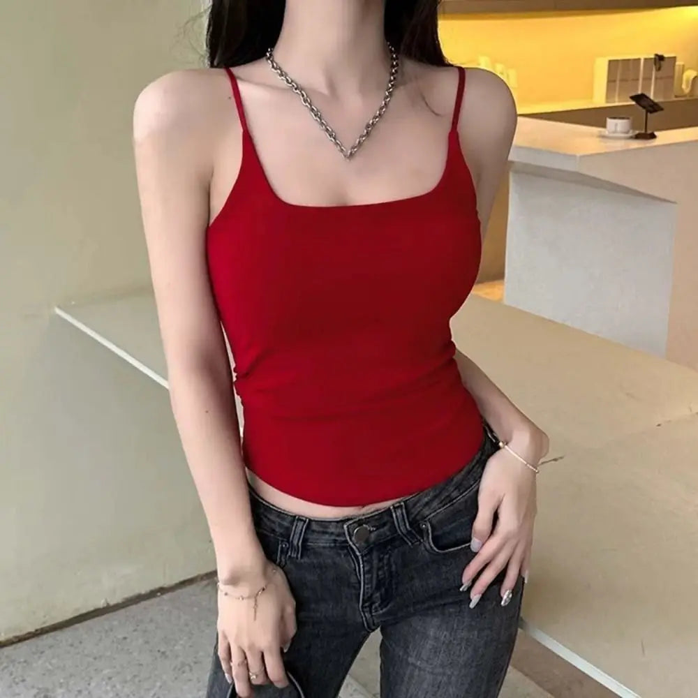 Sweet Sleeveless Suspender Vest Underwear Padded Cups Camisole Slim