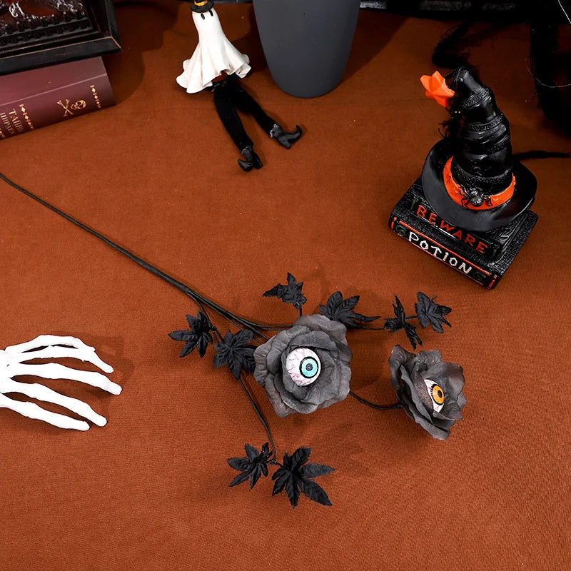 Black Artificial Eyeball Flower Bouquet Gothic Halloween Table Centerpiece Fake Eyeball Stem Spooky Home Party Decor Ornament Vue