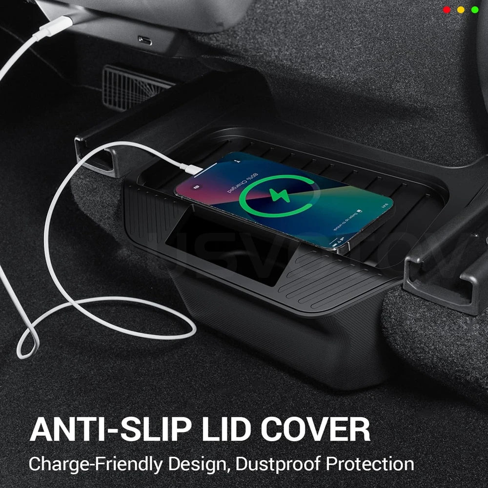 For Tesla Model Y Juniper 2025 2026 Trash Garbage Can Rear Center Console Organizer Under Seat Storage Box Kick Pads Accessories Vue
