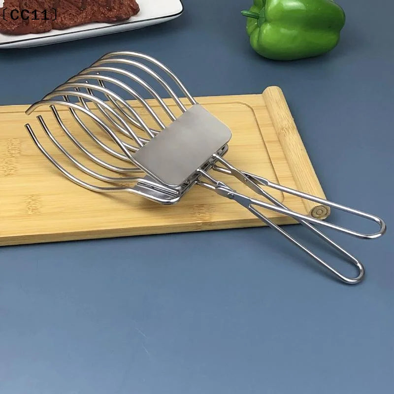 1 Pcs Stainless Steel Roast Meat Bread Cutting Tongs Effortless Slicing Food Holder Handheld Cheese Cutter Supplies〔CC11〕 Vue