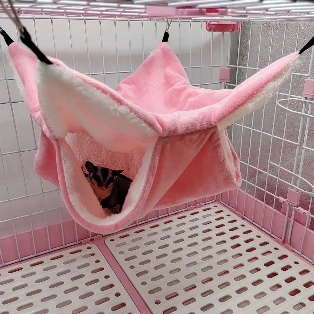 Practical Double-layer Plush Hamster Hammock Warm Thickened Hamster Sleeping Bag Comfortable Hanging Pet Hamster Nest Winter Vue