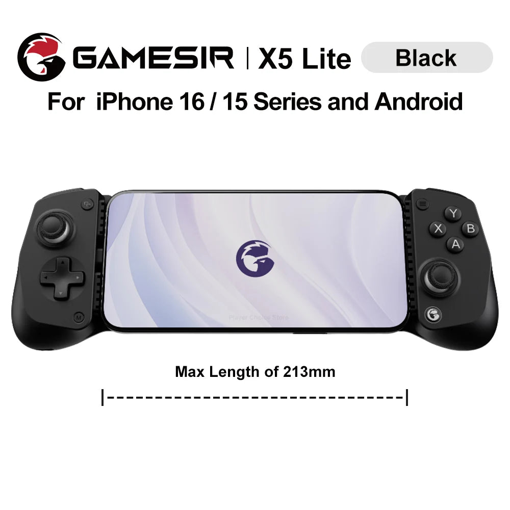 GameSir X5 Lite Mobile Gaming Controller Phone Gamepads for iPhone 17 16 15 Series IOS iPad Mini Y700 Android Tablet Controle Vue Black