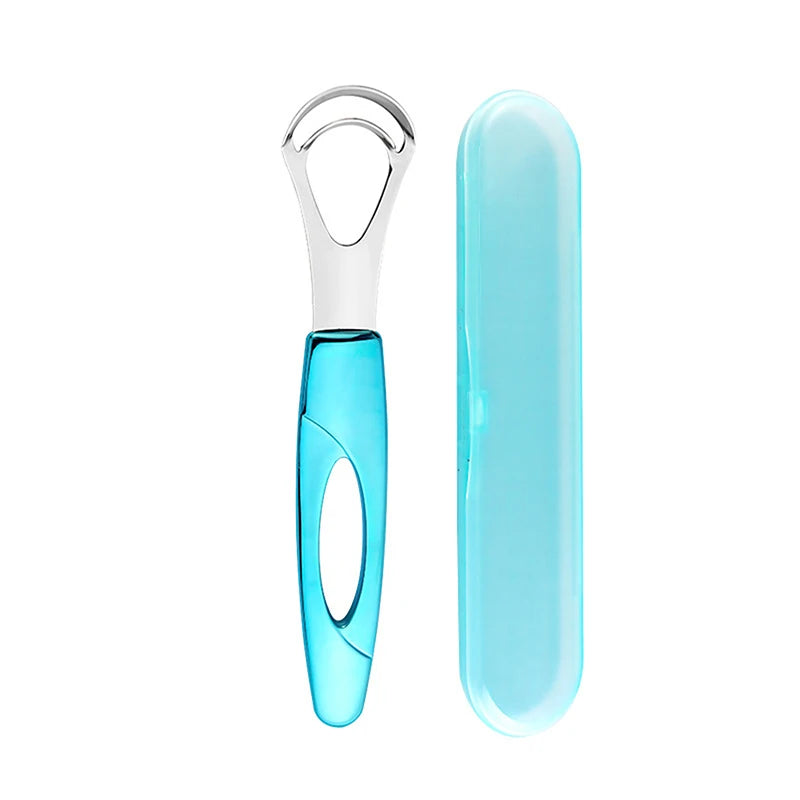 Stainless Steel Tongue Scraper Tongue Coating Cleaner Tongue Coating Brush Oral Tongue Cleaner Tool Fresh Breath Vue Blue