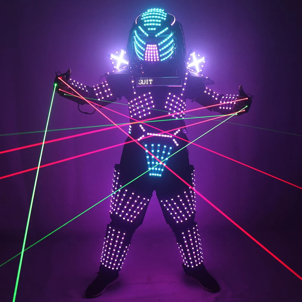 LED Robot Costumes Clothes LED Lights Luminous Stage Dance Performance Show Dress for Night Club Vue