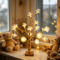 Double Layer Fiber Optic Lotus Flower Golden Birch Tree LED Table Lamp, Floral Desktop Light for Bedroom Table Home Decor Vue Warm White 1PC 18LED