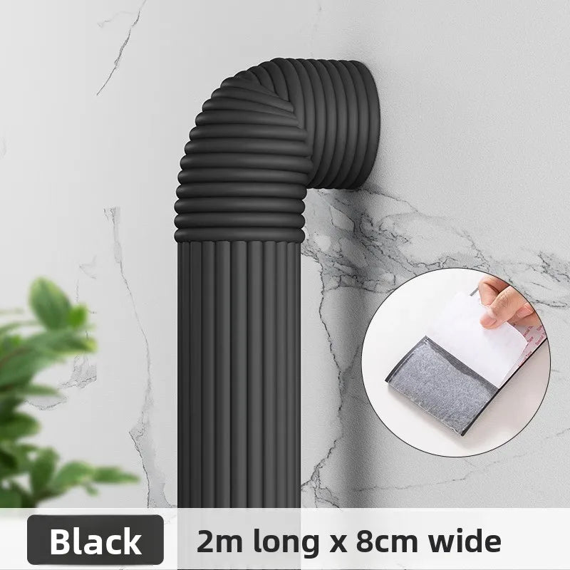 1-5pcs 2M Indoor Pipe Hider Decorative Cover for Fire Sprinkler Sewage AC Heating Tubes Creative Hideaway Home Decor Vue Black 3PCS